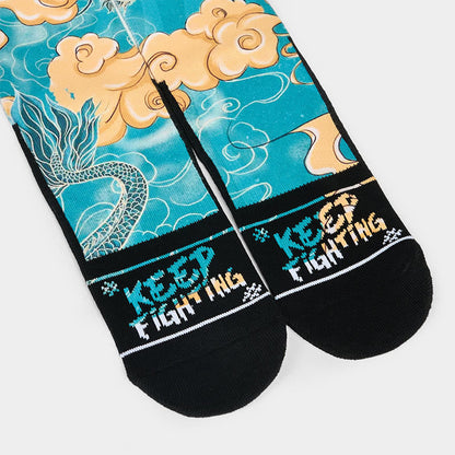 Buddha Stones Casual Dragon Auspicious Clouds Design Micro Crew Men's Socks