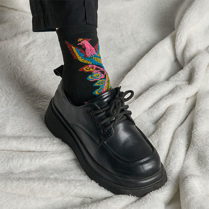 Buddha Stones Casual 3 Pairs Of Multicolored Phoenix Quarter Women's Socks