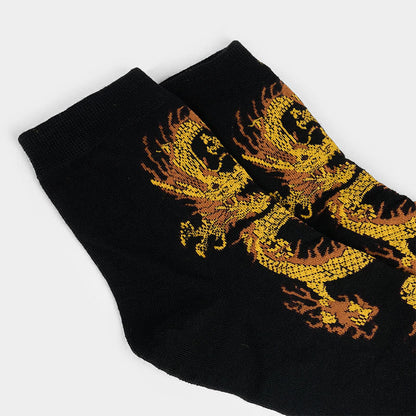 Buddha Stones Casual 5 Pairs of Golden Dragon Quarter Women's Socks
