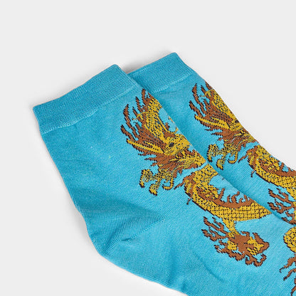 Buddha Stones Casual 5 Pairs of Golden Dragon Quarter Women's Socks