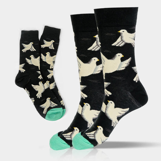 Buddha Stones Doves Pattern Design Men Women Unisex Cotton Crew Socks