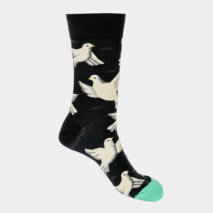 Buddha Stones Doves Pattern Design Men Women Unisex Cotton Crew Socks