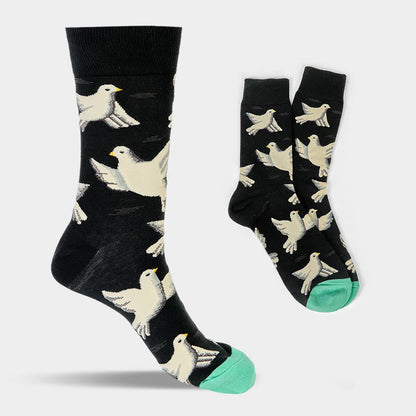 Buddha Stones Doves Pattern Design Men Women Unisex Cotton Crew Socks