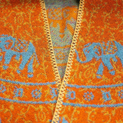 Buddha Stones Tibetan Jacquard Elephant Geometry Pattern Unisex Cozy Scarf Shawl