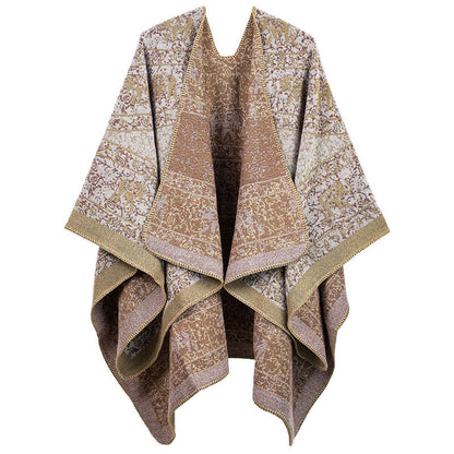 Buddha Stones Tibetan Jacquard Elephant Geometry Pattern Unisex Cozy Scarf Shawl