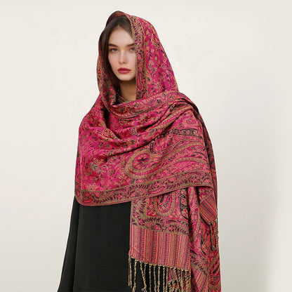 Buddha Stones Ethnic Daily Tibetan Paisley Pattern Tassel Cozy Scarf Shawl