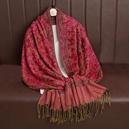 Buddha Stones Ethnic Daily Tibetan Paisley Pattern Tassel Cozy Scarf Shawl