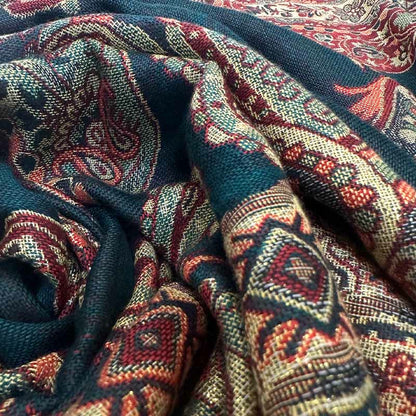 Buddha Stones Bohemia Style Tibetan Paisley Floral Pattern Tassel Cozy Scarf Shawl