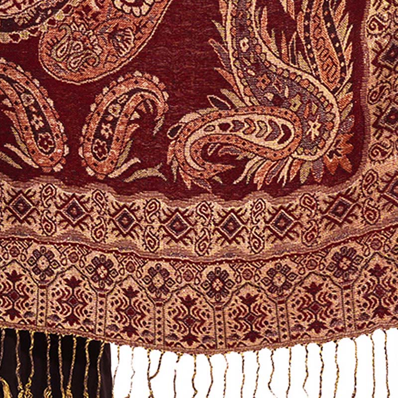 Buddha Stones Bohemia Style Tibetan Paisley Floral Pattern Tassel Cozy Scarf Shawl