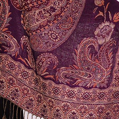 Buddha Stones Bohemia Style Tibetan Paisley Floral Pattern Tassel Cozy Scarf Shawl