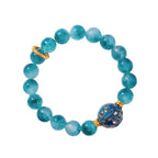 Buddha Stones 10mm Natural Blue Chalcedony Positive Bead Bracelet