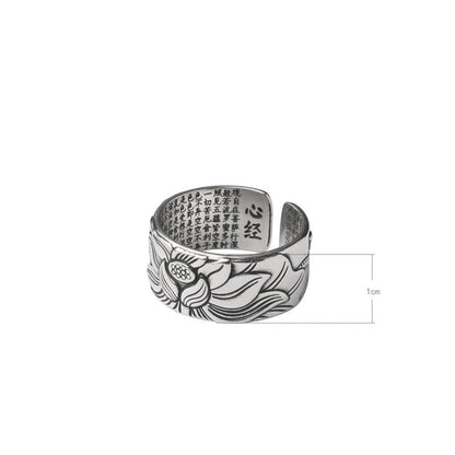 Buddha Stones Tibetan Lotus White Copper Enlightenment Ring