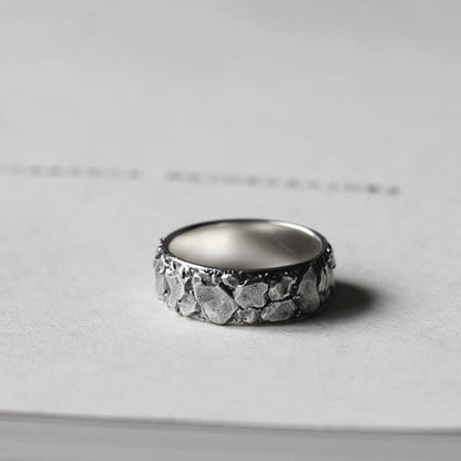 Rock Pattern Luck Blessing Copper Ring
